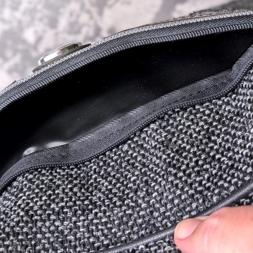 Vintage Jordache Messenger Bag Grey Black Woven Travel Laptop Bag Adjustable